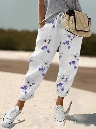 👍💐Pantalón casual de mujer en algodón y lino, opcionalmente multicolor
