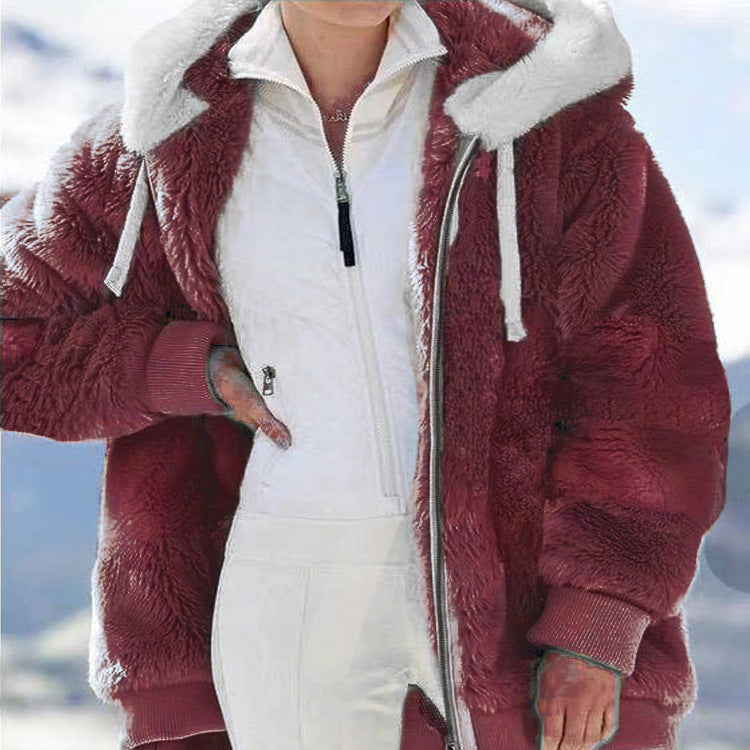 ☃️❄️【S-5XL】 Dámská bunda 2025 s kontrastními pruhy z hustého plyše