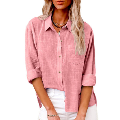 🔥 Contra reembolso ✅️ 【40-100 kg】 Camisa informal de algodón y lino para mujer, agradable para la piel y suave