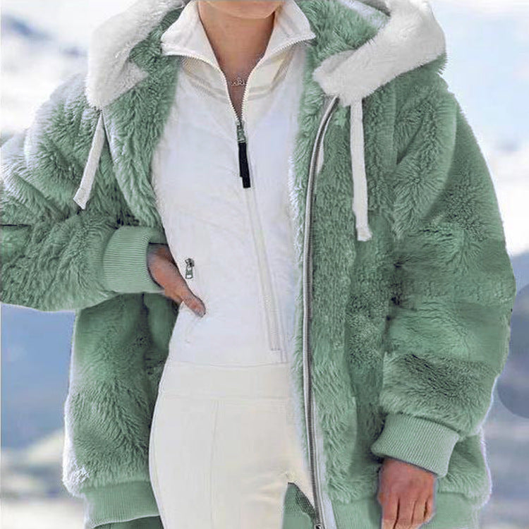 ☃️❄️【S-5XL】 Dámská bunda 2025 s kontrastními pruhy z hustého plyše