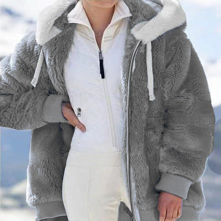 ☃️❄️【S-5XL】 Dámská bunda 2025 s kontrastními pruhy z hustého plyše