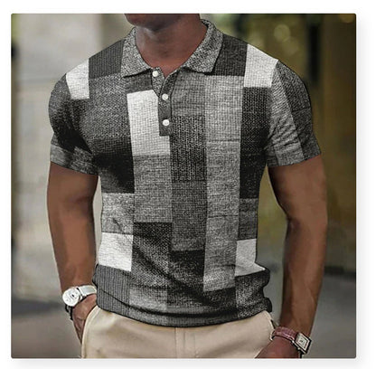 💥👕【S-5XL】Moška polo majica za prosti čas z geometrijskim potiskom 2026