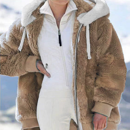☃️❄️【S-5XL】 Dámská bunda 2025 s kontrastními pruhy z hustého plyše