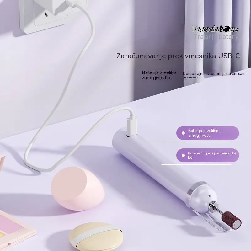 💅Električna pilica za nohte 2 v 1 z LED lučko (sušilna lučka + 5 polirnih nastavkov)