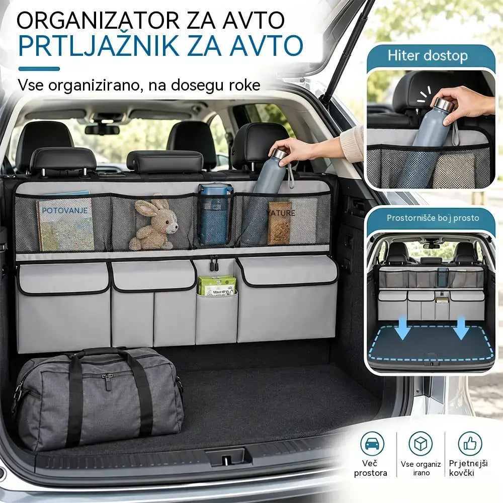 🚗🧰 Torba-organizator za prtljažnik | Velika prostornina, trpežna zasnova in možnost obešanja za shranjevanje orodja ter pripomočkov