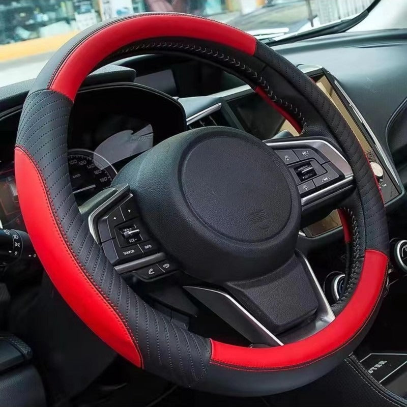 🔥Funda de volante de cuero genuino - Funda universal para volante de coche, antideslizante, duradera
