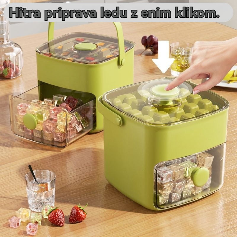 🧊2026 Pladenj za ledene kocke s pokrovom – Izdelava ledu je enostavna