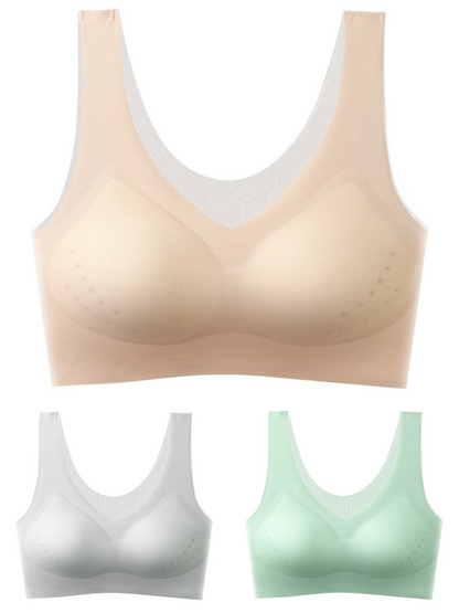 ❄️🧊 【Oferta limitowana】 ✨ 【Zestaw 3 sztuk】【40–120 kg】Biustonosz push-up z lodowego jedwabiu 2026 – bezszwowy, lekki i przewiewny