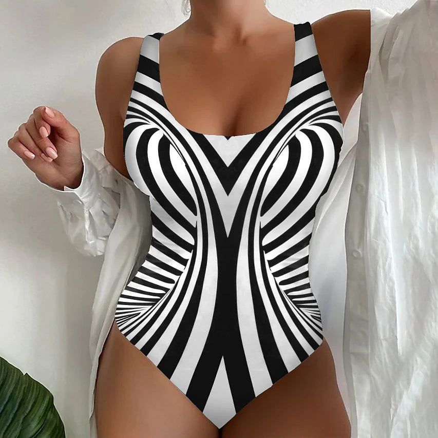 【😍S-8XL】Stylowy jednoczęściowy kostium kąpielowy w paski