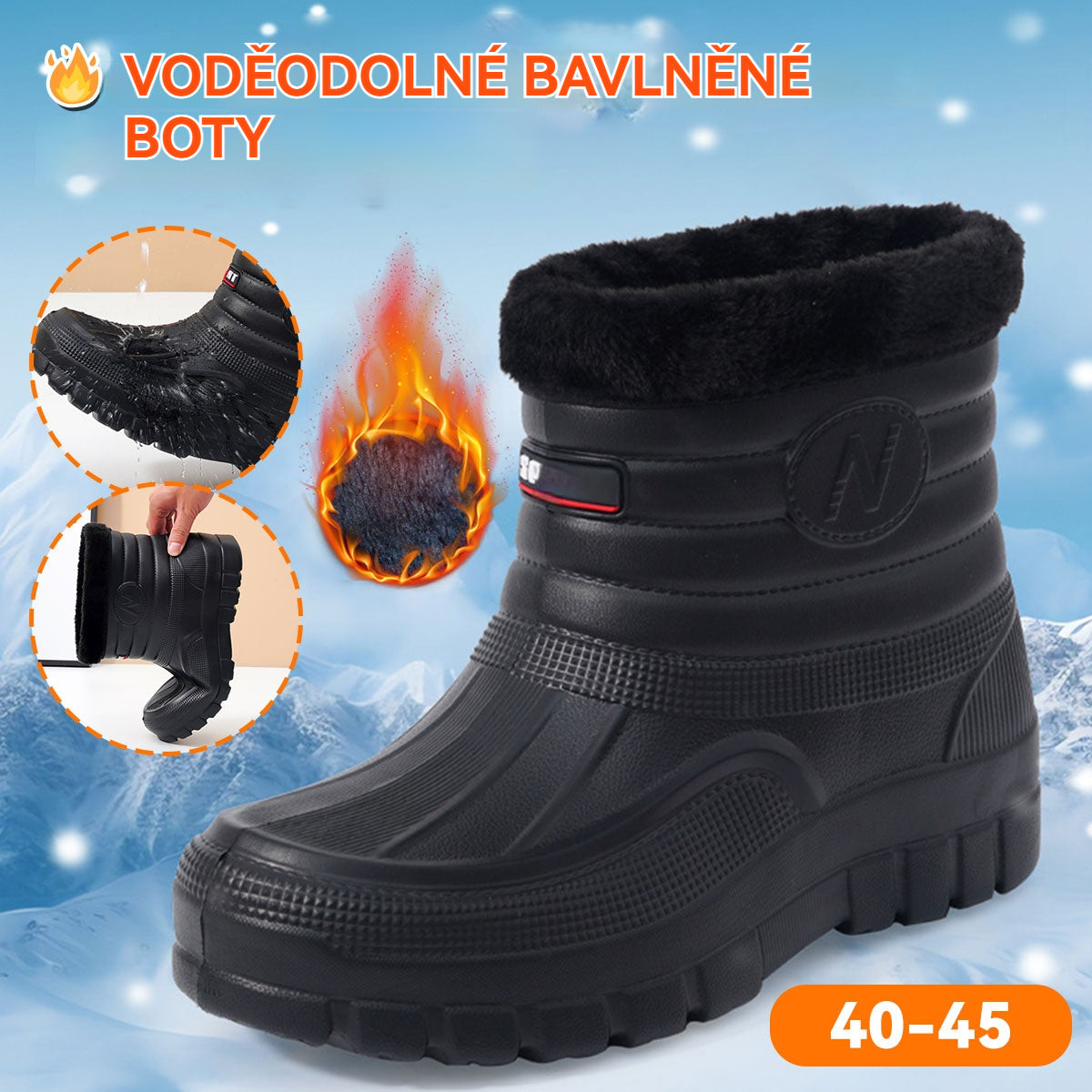 ♥️♥️【Nový produkt】Teplé, voděodolné, bavlněné outdoorové boty a sněhule vyteplené fleecem
