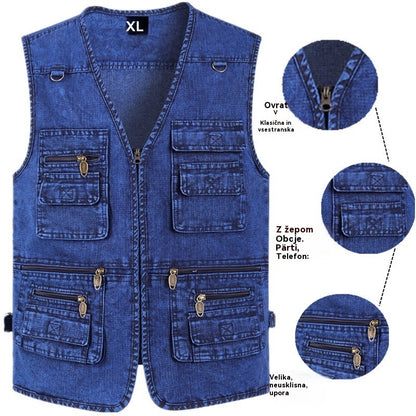 🔥【XL-7XL】2026 Moška denim jopica z več žepi