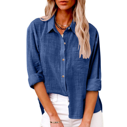 🔥 Contra reembolso ✅️ 【40-100 kg】 Camisa informal de algodón y lino para mujer, agradable para la piel y suave
