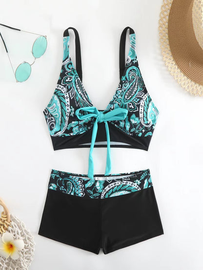 🏊‍👙【S-5XL】🌴Poletne elegantne kopalke za večje številke s potiskom, modne in lepe, ohlapne in udobne
