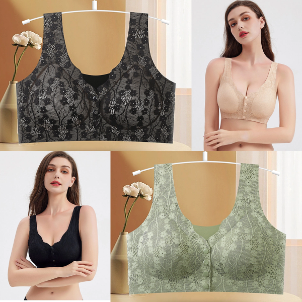 😍【Paquete de 2 piezas】Sujetador sin aros con botón frontal para mujer