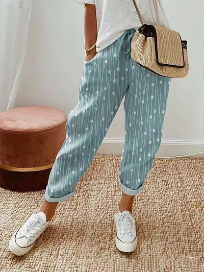 👍💐Pantalón casual de mujer en algodón y lino, opcionalmente multicolor