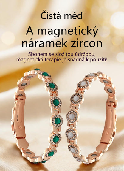 ✨【Kup 1, drugi gratis】Modna luksusowa magnetyczna bransoletka z lekkiego stopu, bransoletka magnetyczna z czystej miedzi i cyrkonii