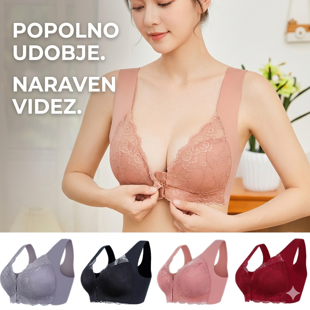 ✨👙【3 kosov】Brezžični poletni nedrček z zapiranjem spredaj večje velikosti – elegantna čipka