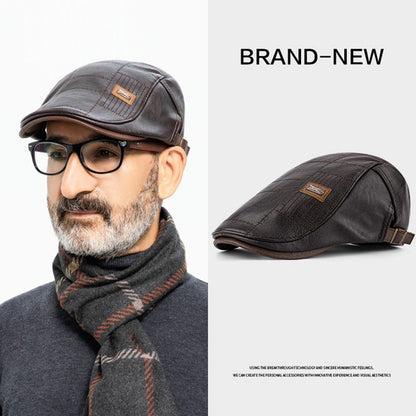 Wysokiej klasy jesienno-zimowy beret retro z prawdziwej skóry