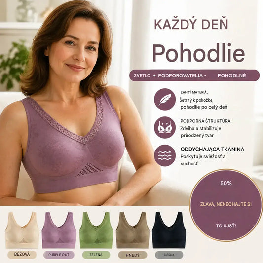 😍❤️40-120 kg【Balenie 3 kusov】✨ Bezdrôtová krajková podprsenka s vysokou podporou pre ženy