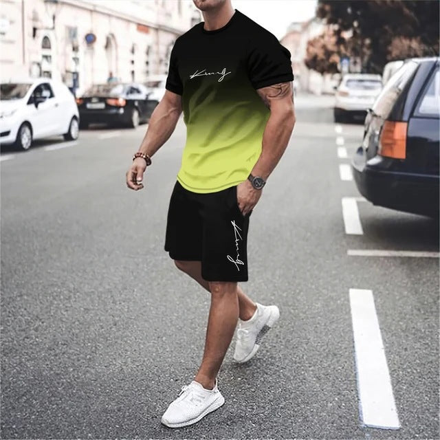✨【Plačilo ob dostavi】Nowy męski dres składa się z koszulki i spodenek. Jest prosty, stylowy, wygodny i przewiewny