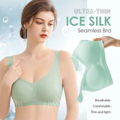 💟 【Komplet 3 kosov】（M–5XL） Poletni ultra tanek brezšiven modrček iz »ledene svile« – lahek in zračen