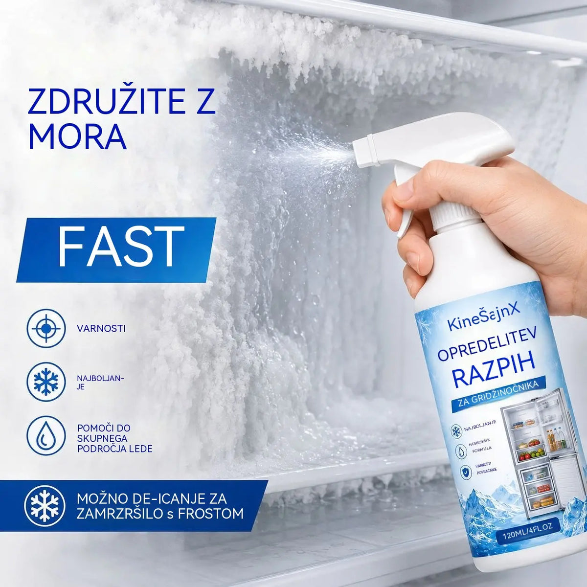 🔥【2 steklenički za 23 evrov】❄️ Novo sredstvo za odmrzovanje 2026 🧡 Hitro odstranite led iz zamrzovalnika