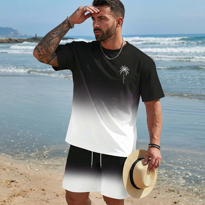 🌴【S-5XL】 Nov moderen moški poletni komplet s potiskano majico in kratkimi hlačami; ohlapen, ležeren kroj.
