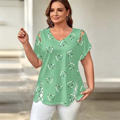 👚【S-5XL】Moderna majica s V-izrezom i izrezom u obliku srca