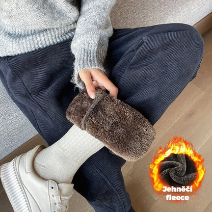 👖【M-4XL】Zimní zesílené teplé kalhoty s rovnými nohavicemi z imitace jehněčí vlny