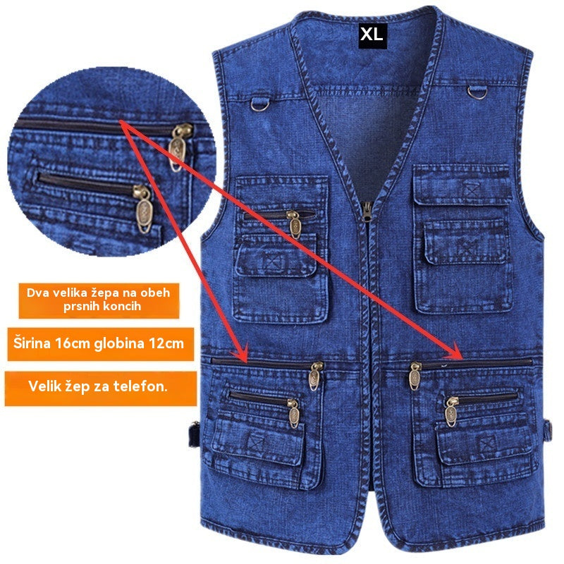 🔥【XL-7XL】2026 Moška denim jopica z več žepi