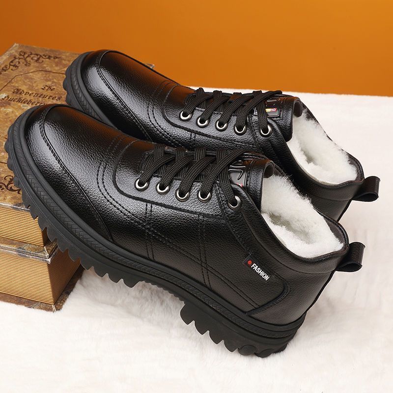 🔥Oferta ograniczona czasowo🔥[39-44] Zimowe, pogrubione, puszyste, ciepłe męskie skórzane buty na grubej podeszwie