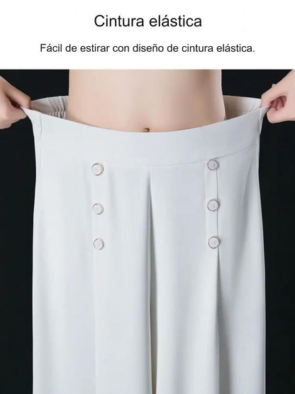 🔥Falda de pantalón de pierna ancha y cintura alta drapeada a la moda para mujer