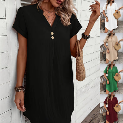 ✅Pago contra reembolso-💥2026 Nuevo vestido de verano para mujer de color liso - Elegante y con estilo
