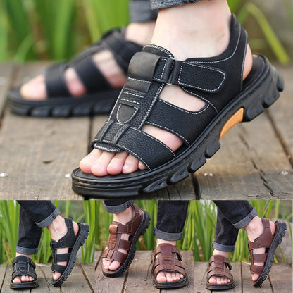 🔥👟【 38 -44】 Moški poletni sandali iz mehkega usnja – zračen dizajn z izrezi, nedrseči in v sproščenem slogu