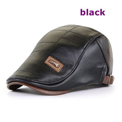 Wysokiej klasy jesienno-zimowy beret retro z prawdziwej skóry