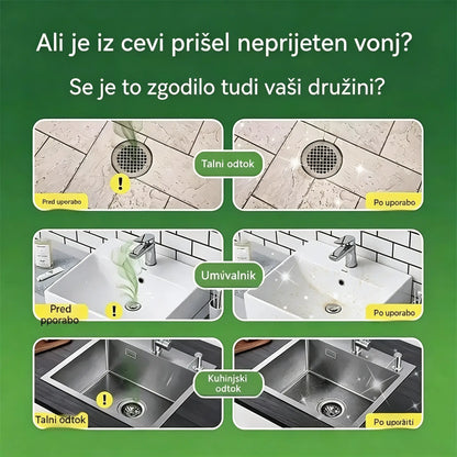 2 pakiranji (100 tablet) za 25 €. V vodi topne kapsule za odpravljanje neprijetnih vonjav iz odtokov – popolna rešitev za preprečevanje širjenja vonjav v kopalnicah in kuhinjah.