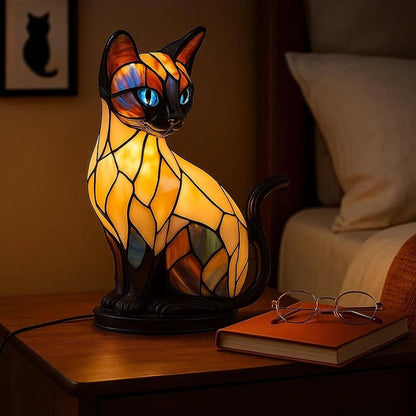 🔮🐱Namizna svetilka v obliki mačke, retro nočna svetilka iz pisane smole, z mačjo tematiko