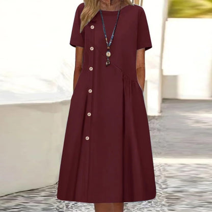 ✅Pago contra entrega - 💥Nuevo vestido de verano para mujer 2026 con botones - Elegante y con estilo, con bolsillos