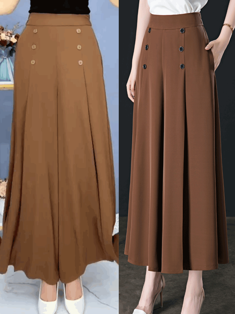 【M-5XL】Modna, drapowana spódnica damska z szerokimi nogawkami i wysokim stanem