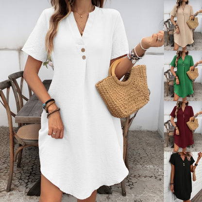 ✅Pago contra reembolso-💥2026 Nuevo vestido de verano para mujer de color liso - Elegante y con estilo