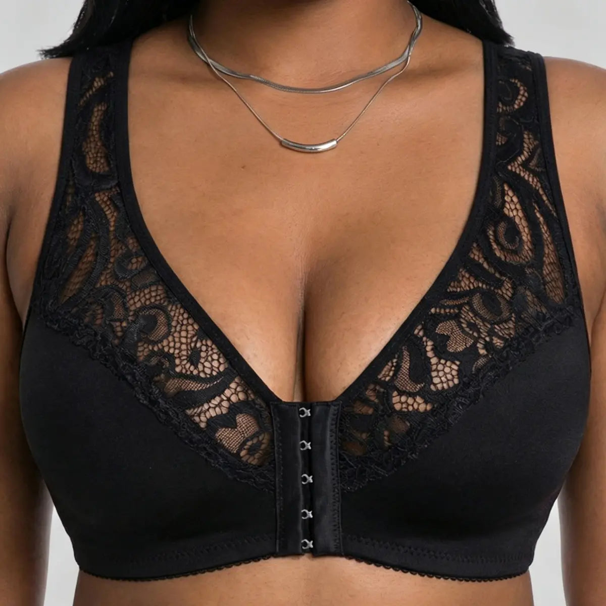 💖Najnižja cena doslej【Komplet 3 kosov】【L-4XL】😍🩲Modrček push-up za večje velikosti, čudovita čipka, push-up in izdolben dizajn, zapenjanje spredaj