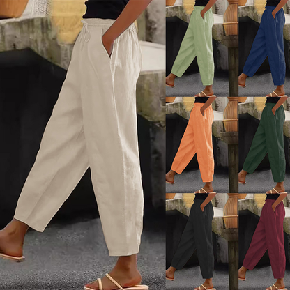 😍💕【40-120 kg】Pantalones casuales para mujer de algodón y lino ✅️Pago contra entrega