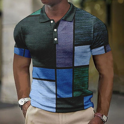 💥👕【S-5XL】Moška polo majica za prosti čas z geometrijskim potiskom 2026