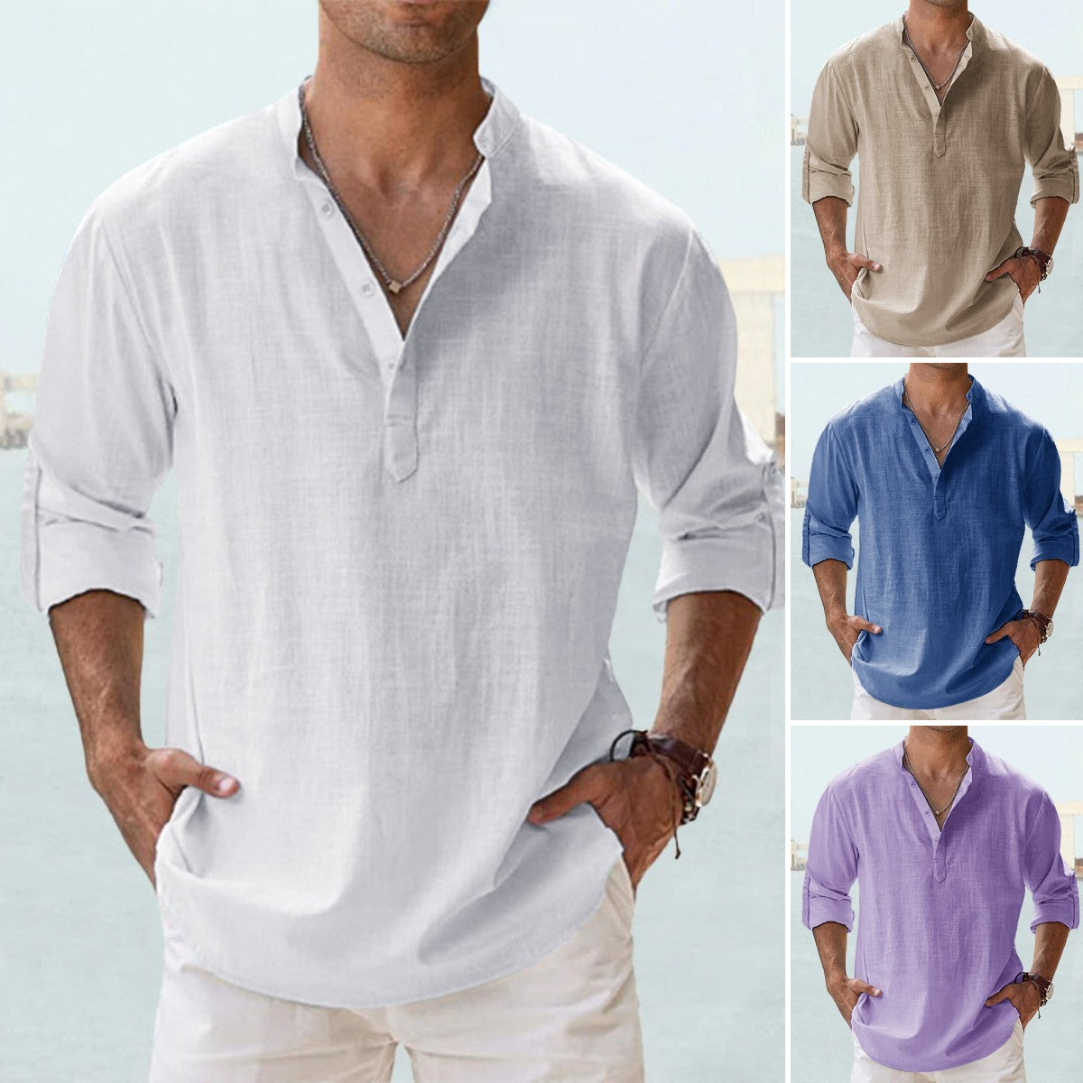 🔥【S-5XL】Camisa de algodón y lino para hombre 2026, holgada y transpirable