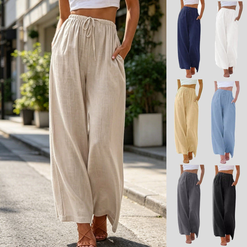 ✅Pago contra reembolso - (S-5XL) 2026 nuevos pantalones anchos de algodón y lino para mujer - transpirables y frescos
