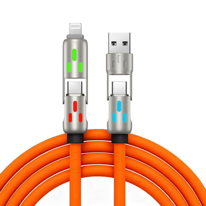 🔥 【2 kosa za 22 evrov】 🔥 (dolžina 2 metra) 4-v-1 kabel PD 240 W – hitro polnjenje USB‑C, Lightning in USB‑A, aluminij in silikon, sinhronizacija podatkov ⚡📱