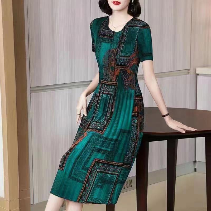 💥【S-6XL】 Poletna vintage potiskana obleka z okroglim izrezom — lahka in zračna, za hujšanje in laskajočo postavo, vsestranska in enostavna za nošenje.