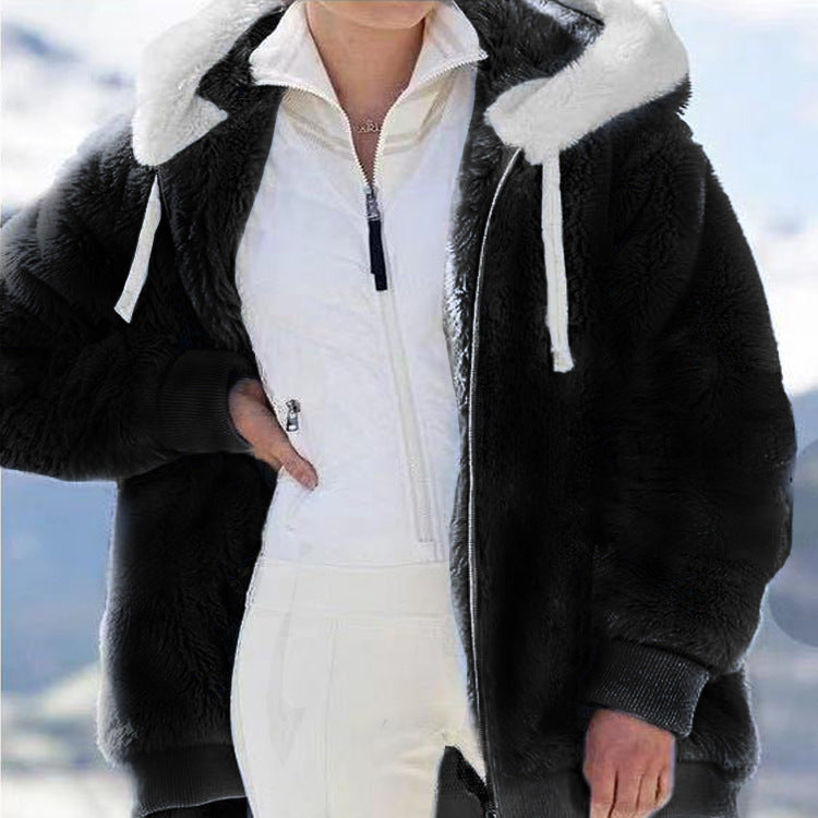 ☃️❄️【S-5XL】 Dámská bunda 2025 s kontrastními pruhy z hustého plyše