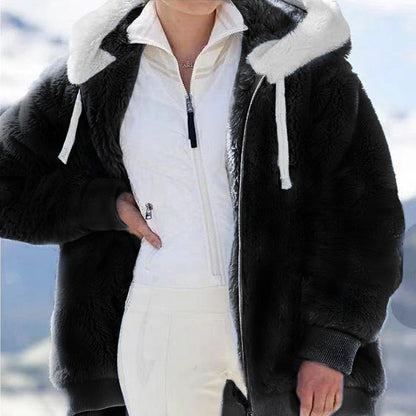 ☃️❄️【S-5XL】 Dámská bunda 2025 s kontrastními pruhy z hustého plyše
