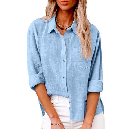 🔥 Contra reembolso ✅️ 【40-100 kg】 Camisa informal de algodón y lino para mujer, agradable para la piel y suave
